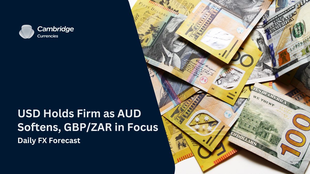 USD Holds Firm as AUD Softens, GBP/ZAR in Focus